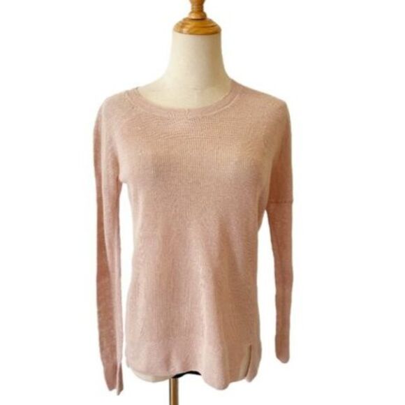 All Saints Beige Linen Knit Top Lightweight XS Side Slit Natural Fiber - Picture 1 of 9